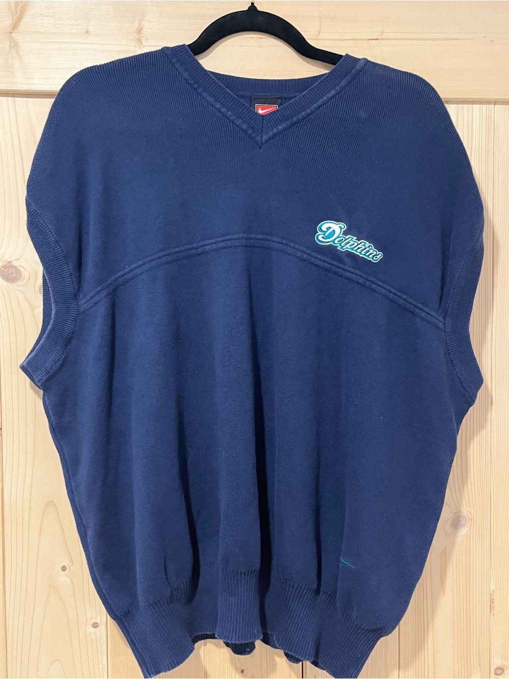 Nike Vintage Men’s Navy V‑Neck Dolphins Sweater Vest Size Large 🐬 🏈